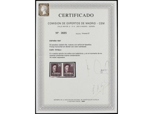 * ESPAÑA. Ed. 1016scc. 50 pts. castaño lila. Pareja SIN DENT