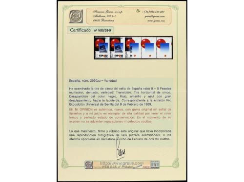** ESPAÑA. Ed. 2990 (5). EXPO&#39; 92. 8+5 pts. multicolor. Tira