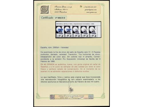 ** ESPAÑA. Ed. 2990 (5). EXPO&#39;92. 8+5 pts. multicolor. Tira 