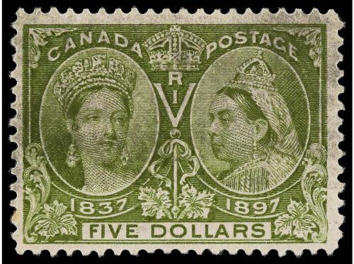 ° CANADA. Yv. 49/51 y 53. 1897. 1 $, 2 $, 3 $ y 5 $. Bien ce