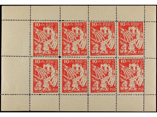 ESPAÑA GUERRA CIVIL. PRO MADRID. P.S.U. 10 cts. rojo y 10 ct