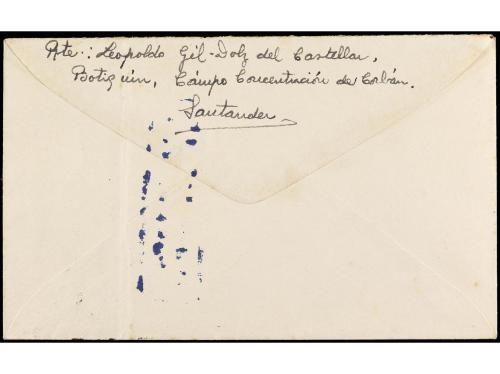 ✉ ESPAÑA GUERRA CIVIL. 1939. SANTANDER a ZARAGOZA. 40 cts. v