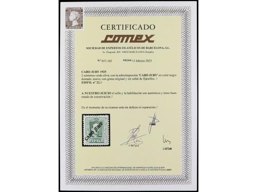 ** COLONIAS ESPAÑOLAS: CABO JUBY. Ed. 22. 2 céntimos verde, 