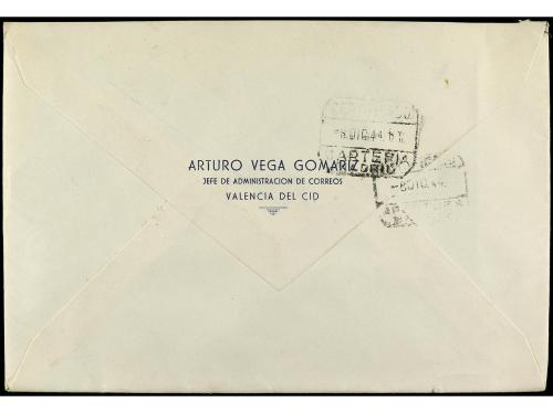✉ ESPAÑA: BENEFICENCIA. 1944. Sobre certificado de VALENCIA 