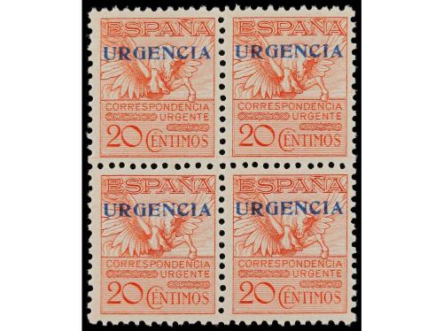 ** ESPAÑA. Ed. 591A. 20 céntimos urgente. Bloque de cuatro. 