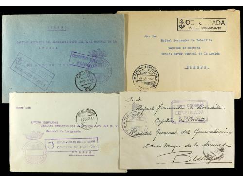 ✉ ESPAÑA GUERRA CIVIL. FRANQUICIAS NAVALES. Conjunto de 15 c