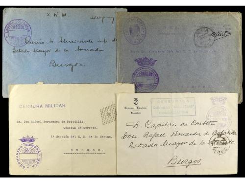 ✉ ESPAÑA GUERRA CIVIL. FRANQUICIAS NAVALES. Conjunto de 15 c