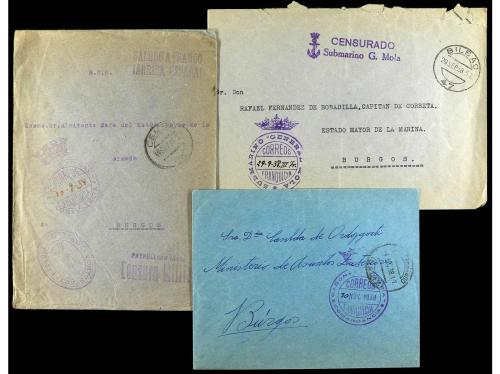 ✉ ESPAÑA GUERRA CIVIL. FRANQUICIAS NAVALES. Conjunto de 15 c