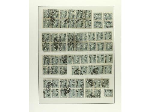 PUERTO RICO. 1873-76. Hojas de álbum con multitud de sellos 