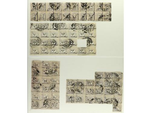 PUERTO RICO. 1873-76. Hojas de álbum con multitud de sellos 