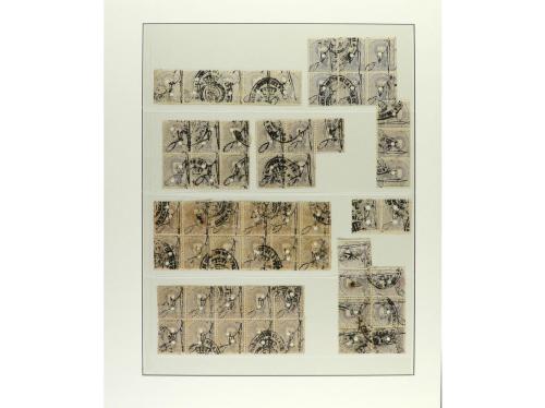 PUERTO RICO. 1873-76. Hojas de álbum con multitud de sellos 