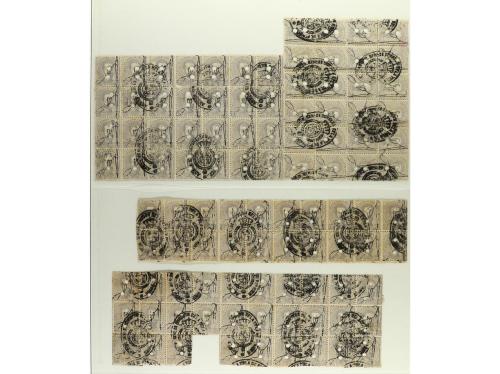 PUERTO RICO. 1873-76. Hojas de álbum con multitud de sellos 