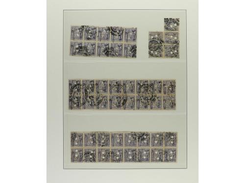 PUERTO RICO. 1873-76. Hojas de álbum con multitud de sellos 