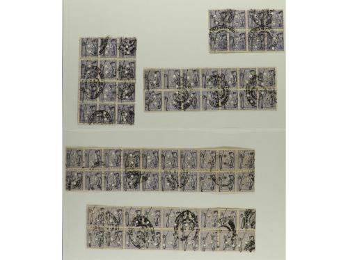 PUERTO RICO. 1873-76. Hojas de álbum con multitud de sellos 