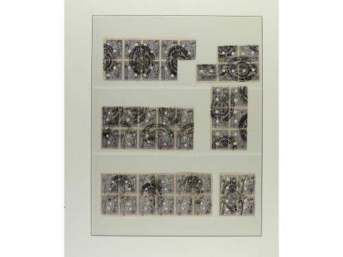 PUERTO RICO. 1873-76. Hojas de álbum con multitud de sellos 