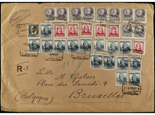 ✉ ESPAÑA. Ed. 663, 666 (8), 683 (15), 685 (5). 1937. BARCELO