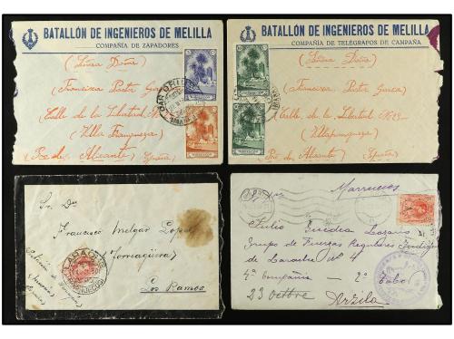 ✉ MARRUECOS. 1910-1935. Conjunto de 28 cartas con diversos f