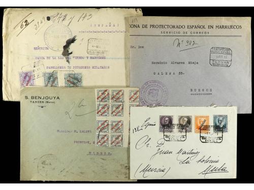 ✉ MARRUECOS. 1910-1935. Conjunto de 28 cartas con diversos f