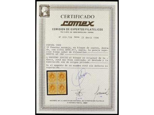 **/* ESPAÑA. Ed. 280. 10 pts. naranja. Bloque de cuatro. Den