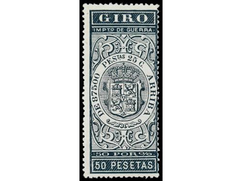 * ESPAÑA: FISCALES. 1876. GIRO. Serie completa a falta del 3