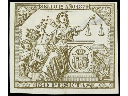 * ESPAÑA: FISCALES. 1879. PÓLIZAS. Serie completa, alguna le