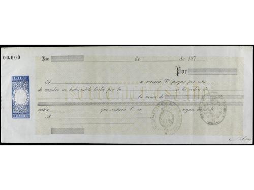 ESPAÑA: FISCALES. 1876. GIRO. 5 céntimos azul impreso sobre 