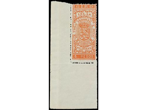 FILIPINAS. FISCALES. GIRO 1895. 3 pesos y 6 pesos naranja. R