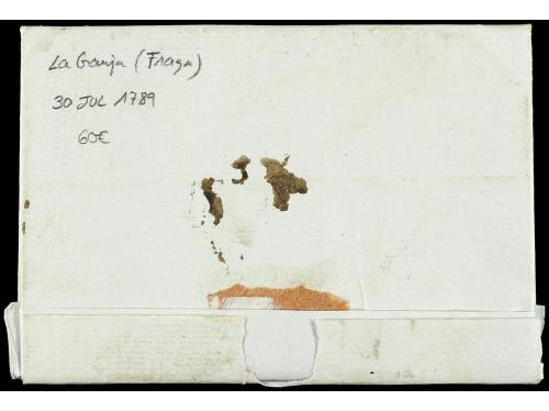 ✉ ESPAÑA: PREFILATELIA. 1789. LA GRANJA a CALAF. Marca ARA/G
