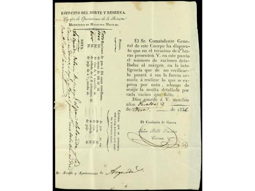 ✉ ESPAÑA: PREFILATELIA. 1836. PERALTA (Navarra) a ARGUEDA. P