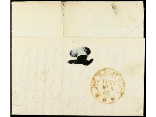 ✉ ESPAÑA: PREFILATELIA. 1851. BRIVIESCA a HUELGAS. Fechador 