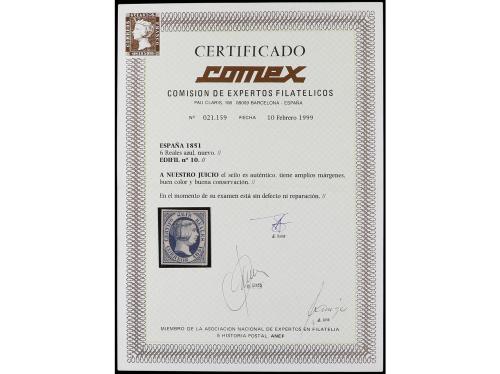 (*) ESPAÑA. Ed. 10. 6 reales azul. PIEZA DE LUJO. Cert. COME