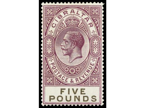 ** GIBRALTAR. Yv. 90, S.G. 108. 1925. 5 £ violeta y negro. L