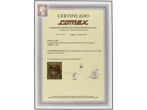 ° ESPAÑA. Ed. 23. 3 cuartos bronce. Grandes márgenes. Muy bo