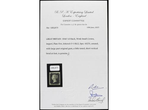 * GRAN BRETAÑA. Yv. 1, S.G. 2. 1840. 1 p. black, plate five,