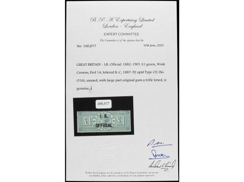 * GRAN BRETAÑA. Yv. 16, S.G. 016. 1892. 1 £ green, overprint