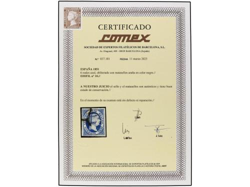 ° ESPAÑA. Ed. 10. 6 reales azul. Color y márgenes excepciona