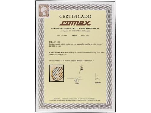 ° ESPAÑA. Ed. 14. 2 reales naranja. Magnífico ejemplar. Cert