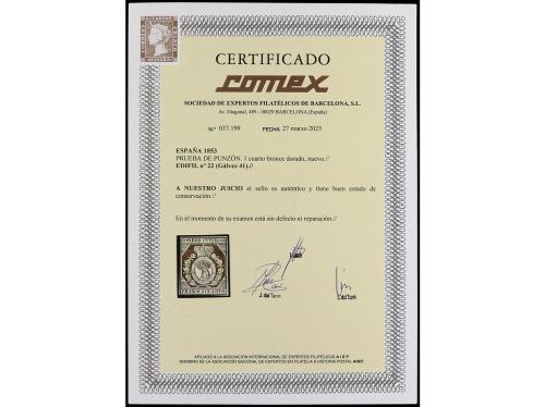 (*) ESPAÑA. Ed. 22P. PRUEBA DE PUNZÓN. 1 cuarto bronce sobre