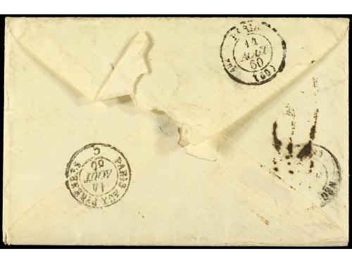 ✉ CHILE. 1860. SANTIAGO a FRANCIA. Carta escrita a bordo del