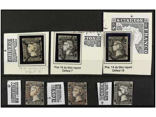 ° ✉ ESPAÑA. Ed. 1 y 1A. 6 cuartos negro. Conjunto de ocho se