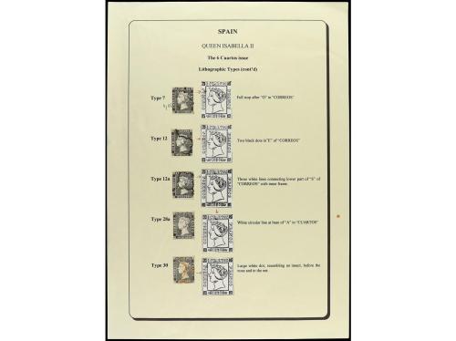 ° ESPAÑA. Ed. 1 y 1A. 6 cuartos negro. Conjunto de 20 sellos