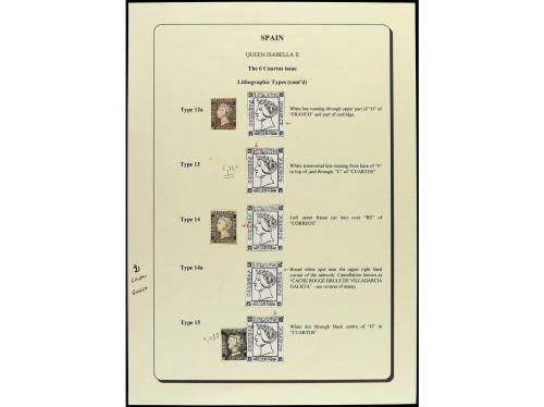 ° ESPAÑA. Ed. 1 y 1A. 6 cuartos negro. Conjunto de 20 sellos