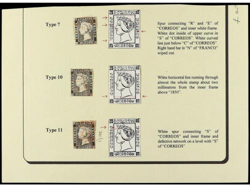 ° ESPAÑA. Ed. 1 y 1A. 6 cuartos negro. Conjunto de 20 sellos