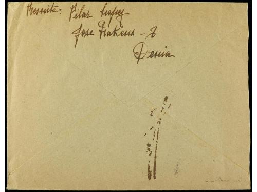 ✉ ESPAÑA GUERRA CIVIL. 1938. ZONA REPUBLICANA. DENIA a BASE 