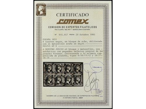 ° ESPAÑA. Ed. 6 (8). 6 cuartos negros. Bloque de ocho. Leves