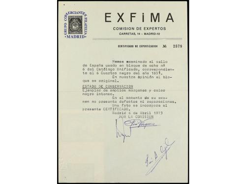 ° ESPAÑA. Ed. 6 (8). 6 cuartos negros. Bloque de ocho. Leves
