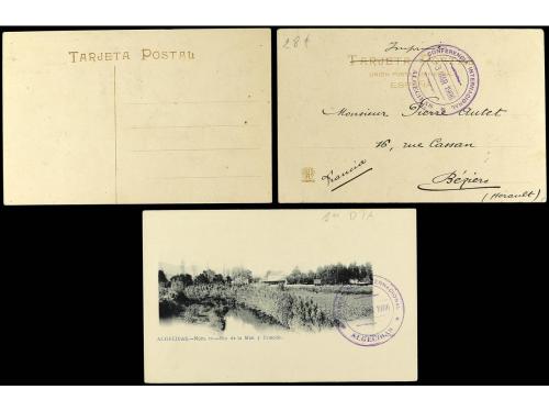 ✉ ESPAÑA. Ed. 242, 173. 1906. 3 tarjetas postales con franqu