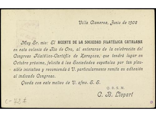 ✉ COLONIAS ESPAÑOLAS: RIO DE ORO. Ed. 37. 1909. VILLA CISNER