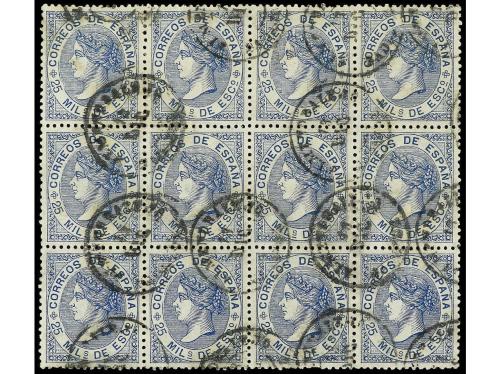 ° ESPAÑA. Ed. 97 (12). 25 mils. azul. Bloque de 12. Mat. fec