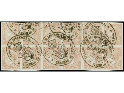 ° ESPAÑA. Ed. 73A (12). 2 reales salmón. Bloque de doce, mat